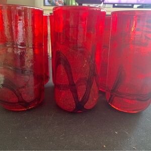 Pier 1 Red Glass Tumblers